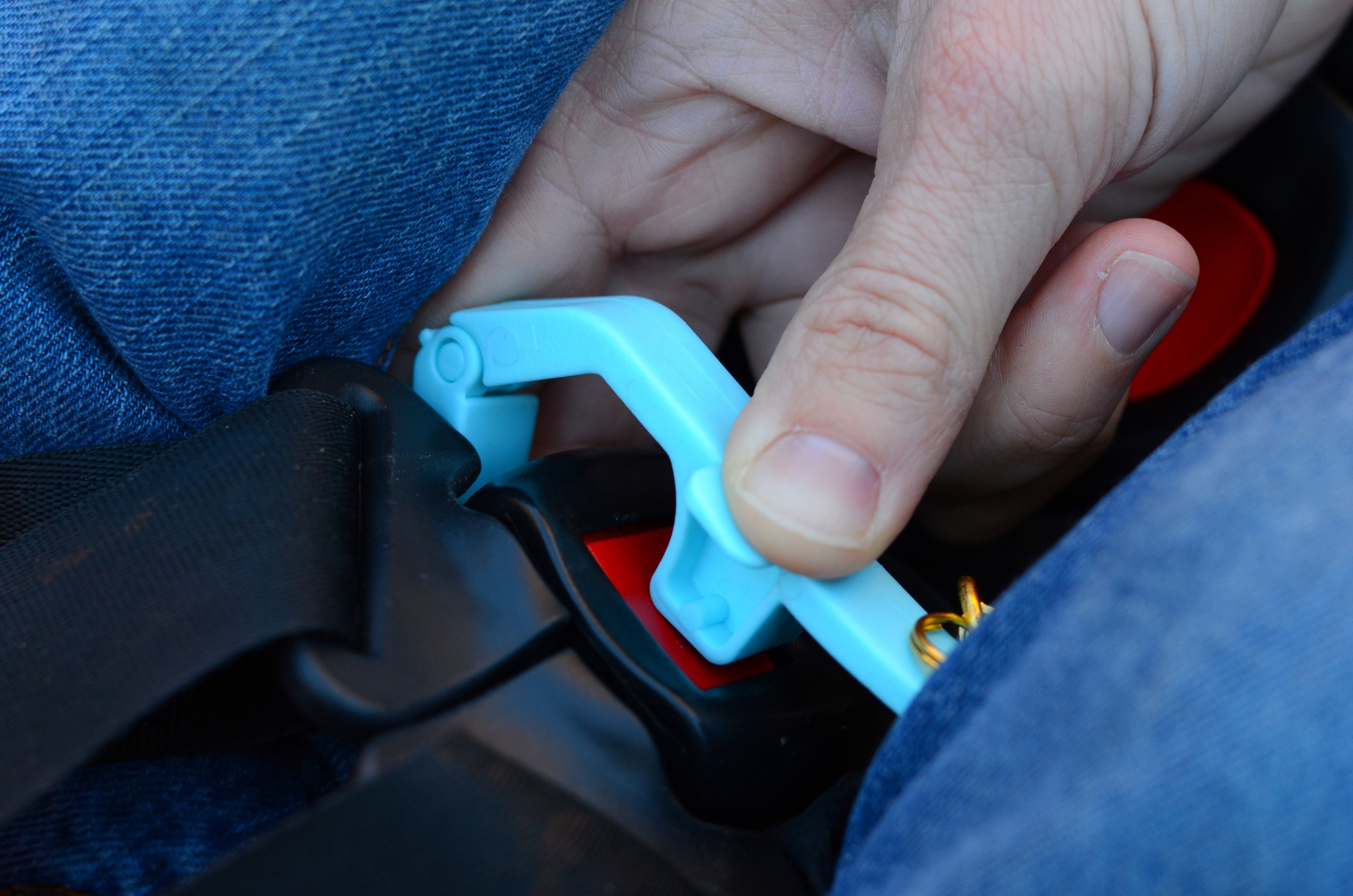 Prevent Accidental seatbelt release with EZtotZ Buckleshield.